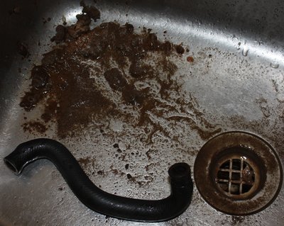 Missus wasn't happy when I unblocked this hose in the kitchen sink, Hehe